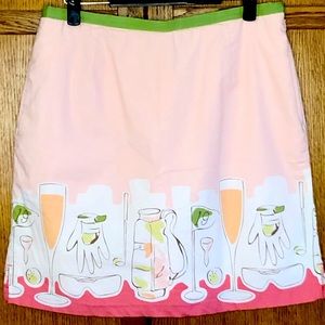 Liz Claiborne Golf Skort Skirt Pink Green Champagne Theme Country Club Sz 8